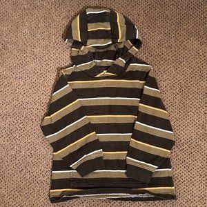 Boys Size 4T Neutral Colors Striped Hooded Long Sleeve